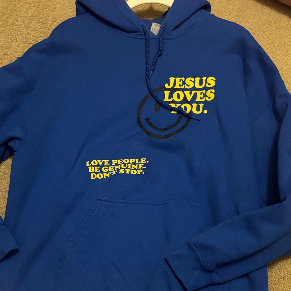 Blue Jesus loves you Hoodie
